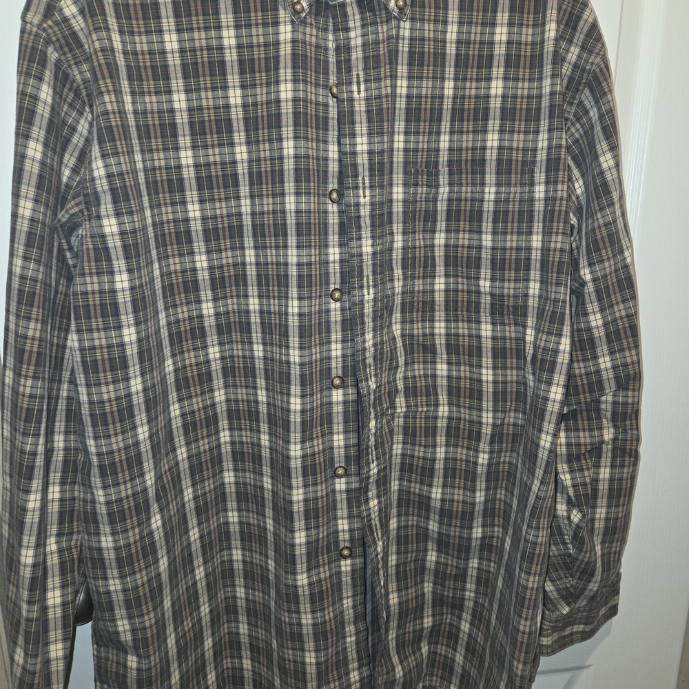 L.L. Bean Men's Plaid Shirt in Brown and Cream
